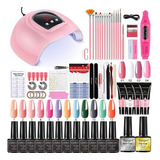 Kit De Gel Para Uñas Con Lámpara Uv Led Y Set De Manicura De