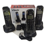 3 Telefones S/ Fio Viva Voz Bina Vtech Vt680-3 Preto Usa