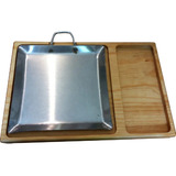 Plato Tabla Madera Asado Carnes Parrilla 37x25cm Jgo 5 Pzas