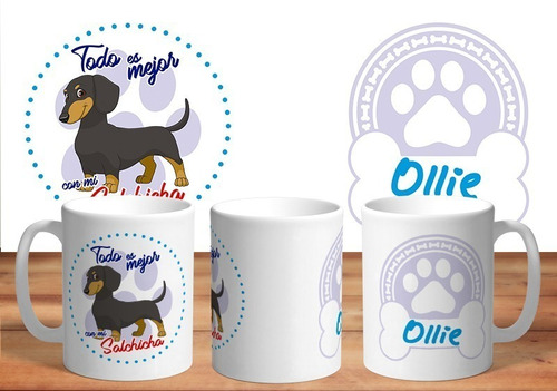 Taza - Tazón De Ceramica Personalizada Perros: Salchicha