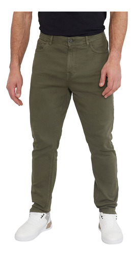 Pantalón Hombre Slim Fit 5 Pocket Oliva Corona