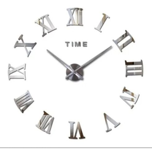 Reloj De Pared Tamaño 50 X 50 Cm 3d Plateado Diseño Moderno