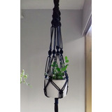 Pendente Em Macrame Para Vasos De Plantas Hanger Preto