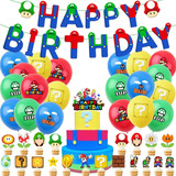 Pack Cumpleaños Mario Bros Azul - Globos Y Más - Globifiesta