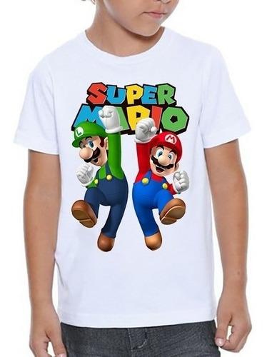 Camiseta Infantil Super Mário E Luigi Game Clássico #01