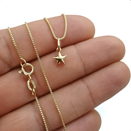 Cadena En Oro Laminado Y Dije Estrella Minimalista