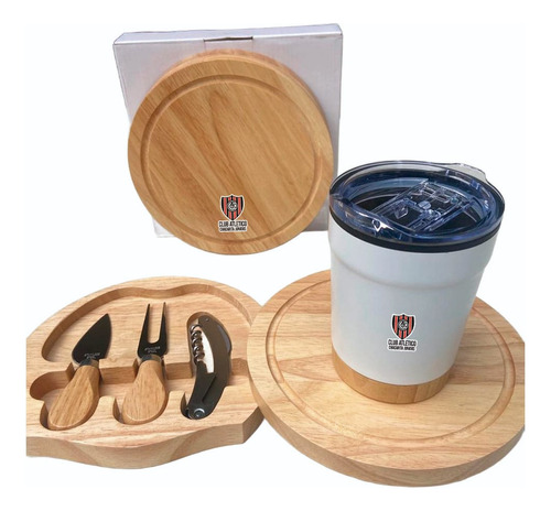 Set Picada-asado Bambu Con Vaso Personalizado Chacarita