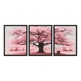 Quadros Decorativo Pronta Árvore Cerejeira Rosa Flor
