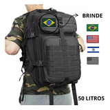 Mochila Militar Assalt Tática Masculina Feminina Grande 50lt Cor Preto Desenho Do Tecido Liso