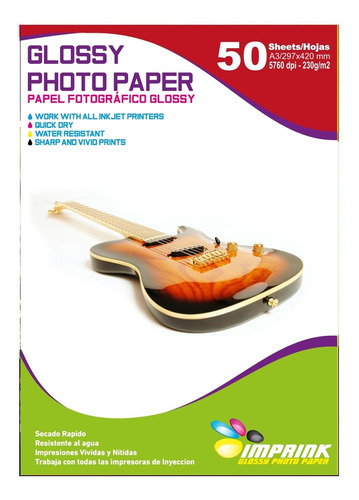 Papel Foto Brillante A3 230gr/50hjs Envio Gratis X 4 Un