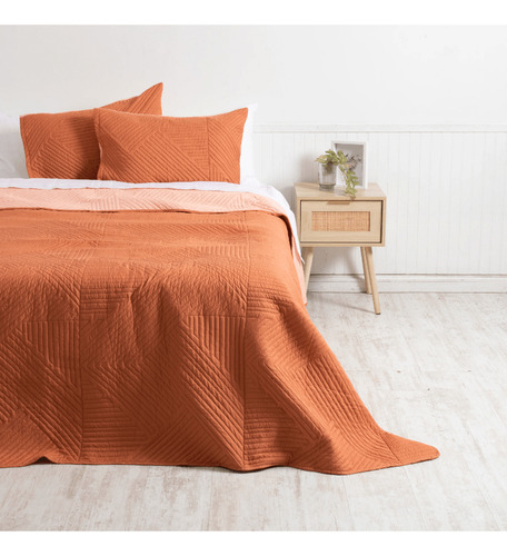 Quilt 2 Plazas Microfibra Terracota-coral