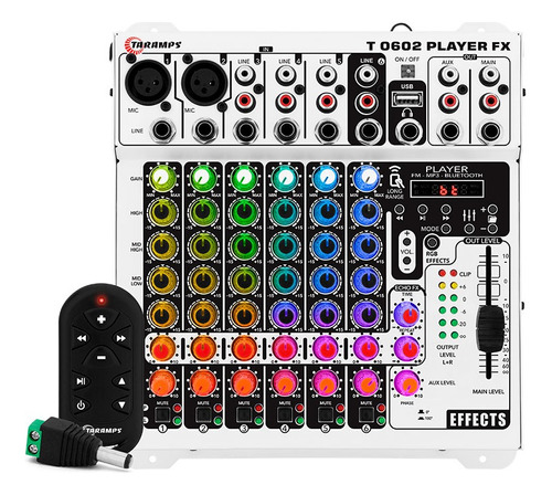 Mesa T0602 Player Multicolor 6 Canais Taramps 12v Bluetooth