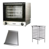 Horno Convector 2 Turbinas Santini Mc600 4 Bandejas + Base