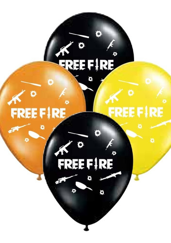 10 Globos Free Fire 12 Pulgadas Cotillón Chirimbolos 