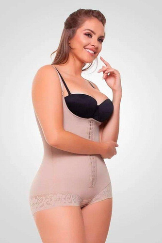 Faja Colombiana Body Con Tirante Ajustable. Beige Extra Gran