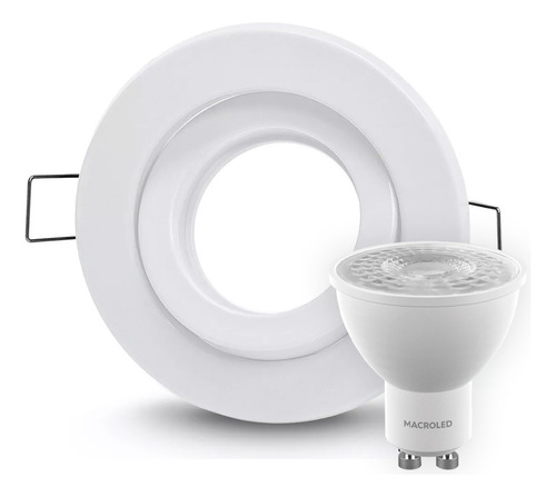 Pack X10 Spot Embutir Circular Chapa + Dicro Led 7w Macroled