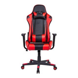 Cadeira De Escritório Pelegrin Pel-3012 Gamer Ergonômica  Preta E Vermelha Com Estofado De Couro P.u.