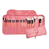 Set 24 Brochas Y Pinceles Para Maquillaje + Estuche Colores