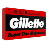 Hojas De Afeitar Gillette Super Thin 1 Caja X 5 Unidades