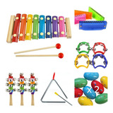 Kit De Percusión Infantil Instrumentos Musicales Colores X 7