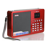 Rádio Receptor Tecsun Icr-110 Am/fm Stéreo Mp3 Vermelho 