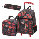 Kit Mochila Rodinha Lancheira Estojo Naruto Itachi Pacific