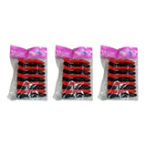 Pinza Para Cabello Tipo Dedo Plastico Negro/rojo 3 Bolsas