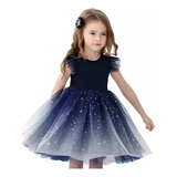 Vestido De Encaje Manga Corta De Moda Para Niñas Princesa