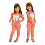 Conjunto Infantil Menina Calça Jogger Bolso Algodão Premium