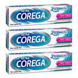 Kit 3 Corega Creme Ultra Sem Sabor 40g Fixador Dentaduras