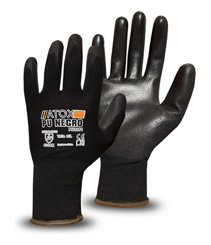 Guantes De Trabajo Pu Negro Certificado Pack 12 Pares