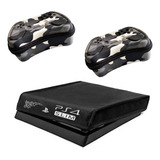 Kit Capa Antipoeira Ps4 Slim + 2 Cases P/ Controle Ps4