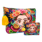 Cosmetiquera Y Monedero Artesanal Frida 06 Llaveros Regalo F