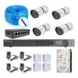 Kit Nvr - 4 Câmeras Ip Interna/externa Switch Hd Cabo Rede 