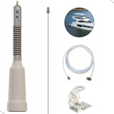 Kit Antena Marítima Vhf P/ Barco Lancha Suporte Cabo Branco