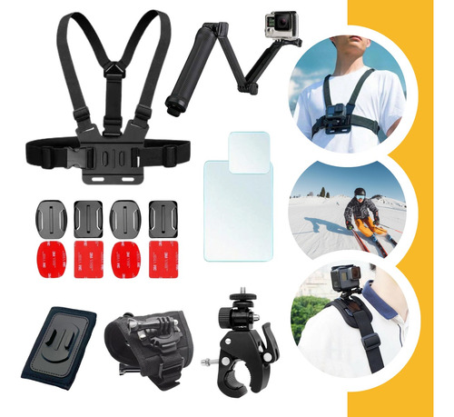 Kit Acessórios Gopro Hero Black Bastão Sup Guidao Peito Mão