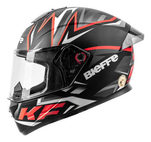 Capacete Bieffe B-12 Kf Preto Fosco Vermelho