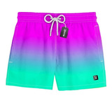 Short Praia Masculino Violeta Neon Degrade Mauricinho 0163