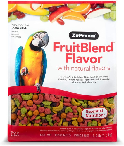 Alimento Para Guacamayas Y Loros Zupreem Fruitblend 1.6 Kg