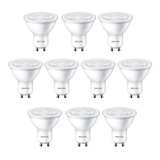 Pack 10 Ampolleta Philips Gu10 Ecohome 3.8w-50w 2700k Cálida