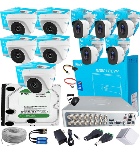 Kit Hikvision Hilook Dvr 16 Ch+10 Cámaras 1080p + Disco Duro