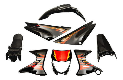 Kit De Plasticos Completo Yamaha Xtz125 Negro/rojo Mtc