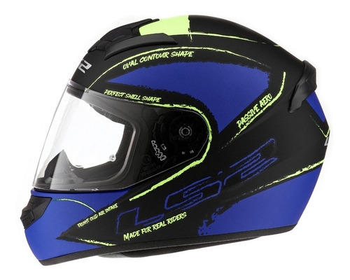 Casco Integral Ls2 352 Brush Matt Bla H-v Yell M Genamax