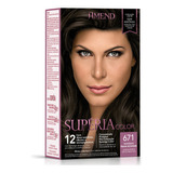 Kit Tintura Amend  Supéria Color Coloraçã Creme Tom 671 Louro Escuro Marrom Acinzentado Para Cabelo