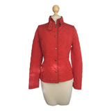 Jacket Capitonada Brillo Convertible Chaleco Tono Rojo Fuego