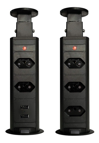 Kit 2 Torres De 2 E 3 Tomadas Multiplug + Usb Embutir Mesa