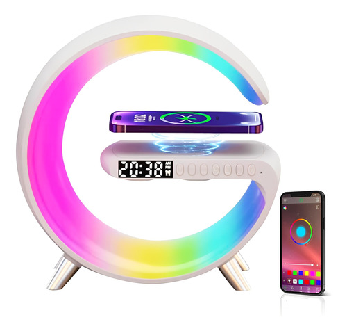 Despertador Digital Estación De Carga Inalámbrico Rgb Reloj