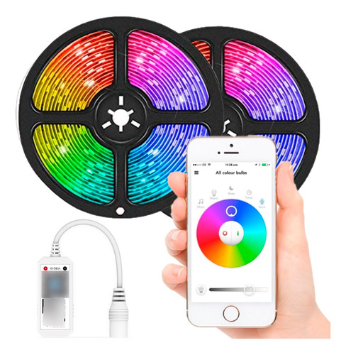 Tira Led Rgb Control Wifi  10mts Control Google Home Y Alexa