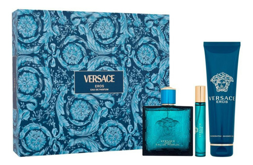 Kit Versace Eros Edt 100ml + Perfume 10ml + Gel De Banho Premium Importado Original