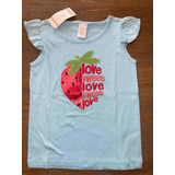 Remera Sin Mangas Celeste Frutillas Nena Talle 6 Gymboree